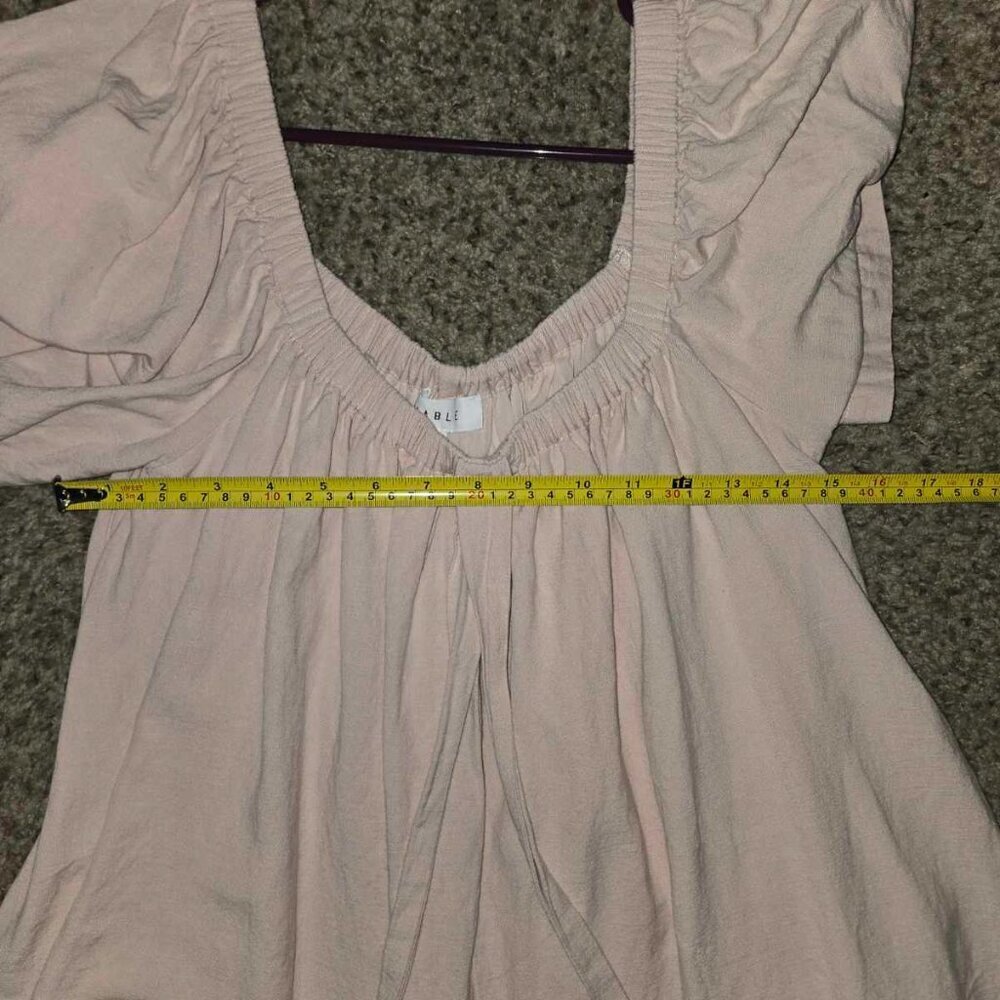 Mable Anthropologie Romper Pink Cottage Core Pockets Size M Boho - Picture 7 of 7